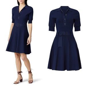 Shoshanna | Edgemont Dress Navy Blue Belted S